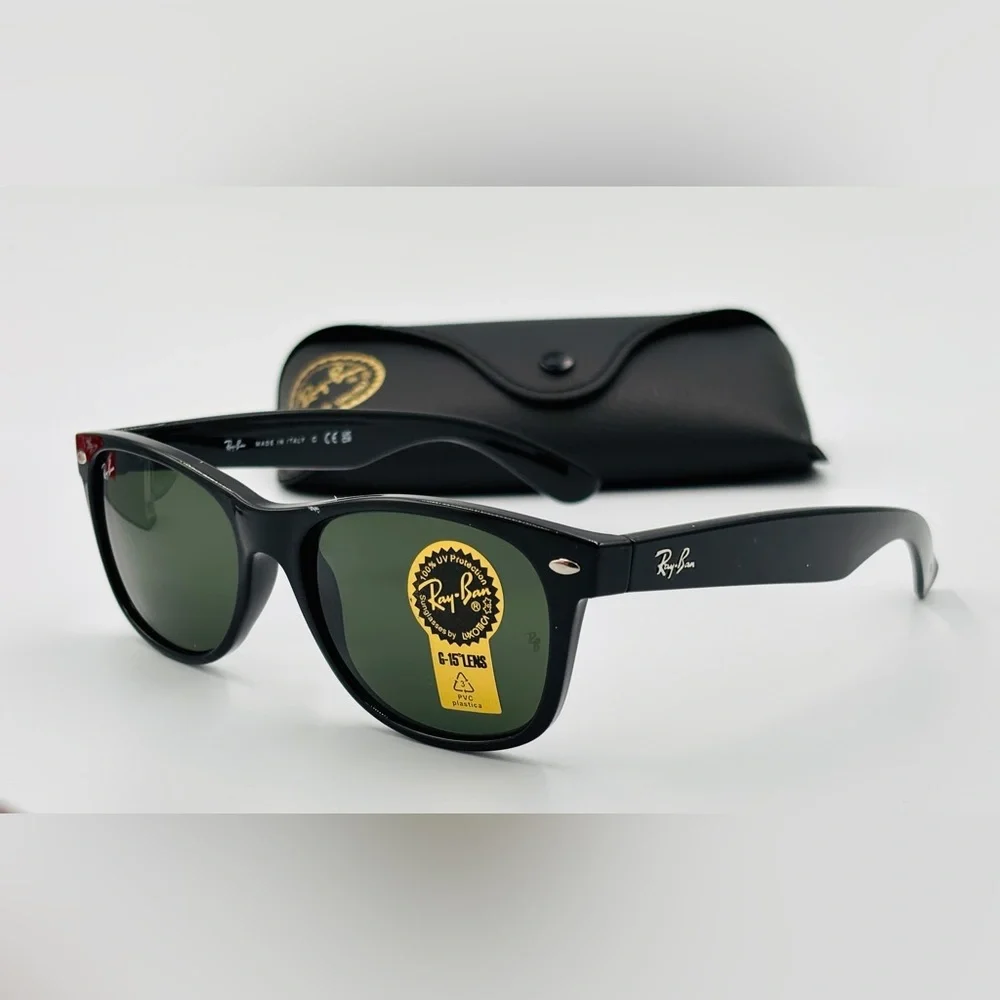 Black Ray Ban Sunglasses RB2132 New Version Unisex Fit Rectangle G-15 Lens - Picture 3 of 11